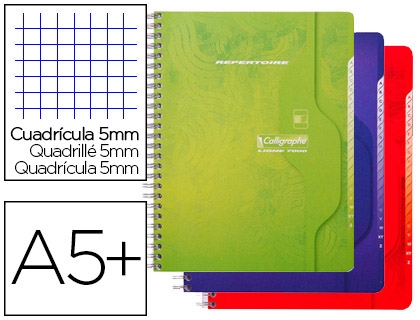 Répertoire Clairefontaine reliure intégrale 170x220mm 180 pages 70g quadrillé 5x5mm pour organisation scolaire et bureau
