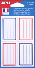 Etiquettes pour livres APLI rouge et bleu 36 x 56 mm lignées - fournitures scolaires pour organisation et classement