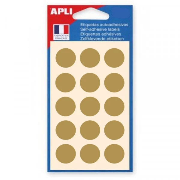 Gommettes auto-adhésives Apli-Agipa 19mm - 60 étiquettes or pour marquage et décoration