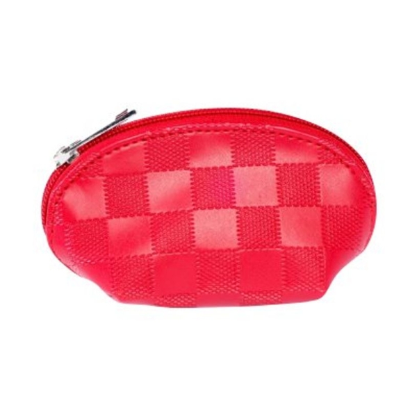 Porte-monnaie Cristo Damiers - Modèle arrondi rouge pour rangement monnaie et petits objets