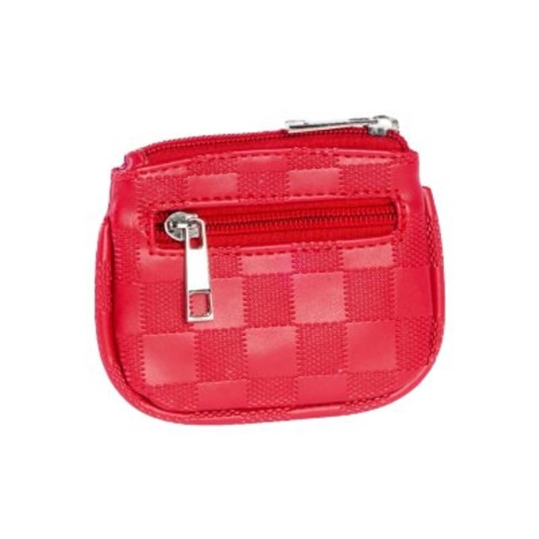 Porte-monnaie Cristo Damiers - Zip avant rouge - Compact et pratique pour usage quotidien