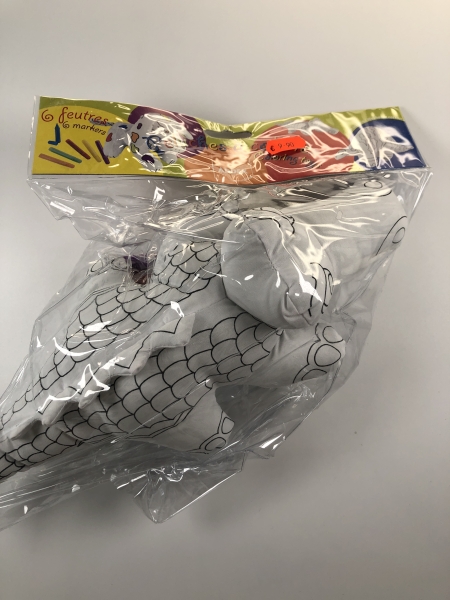 Peluche à colorier ADDEX Junior Crocodile - Jouet éducatif en tissu lavable pour enfants