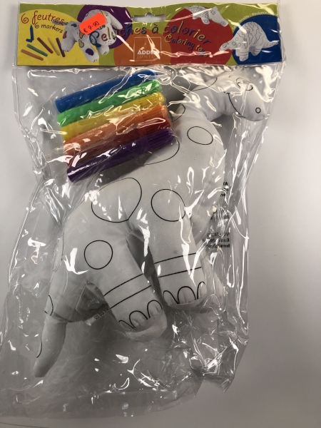 Peluche à colorier ADDEX Junior Tyrex - Jouet éducatif pour enfants, lavable et réutilisable