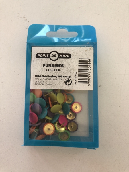 Punaises multicolores POINT DE MIRE - Accessoires de fixation pour bureau et organisation de documents