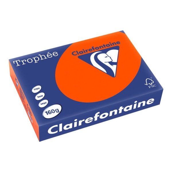 Papier A4 Clairefontaine TROPHEE 160g Rouge cardinal - Ramette de 250 feuilles pour imprimantes et copieurs