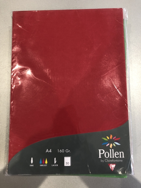Papier Clairefontaine Gamme Pollen - Étui 50 feuilles A4 160g/m² - Coloris Rouge Groseille pour invitation et correspondance