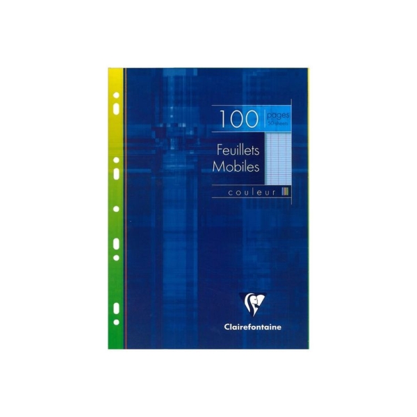 Feuilles simples Clairefontaine A4 - 100 pages grands carreaux Seyes perforées bleu pour fournitures scolaires et bureau