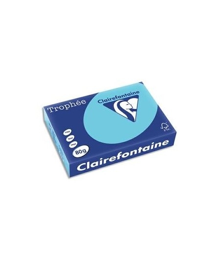 Papier A4 Clairefontaine TROPHEE Bleu alizé - 80g Ramette de 500 feuilles pour bureau et école