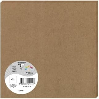 Cartes Simples Clairefontaine 29012C - 25 unités 16x16cm 210g/m² Kraft - Invitation et Correspondance