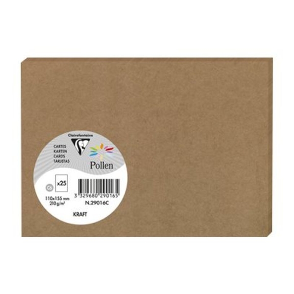Cartes de correspondance Clairefontaine Pollen Kraft 110x155mm - Lot de 25 pour messages naturels