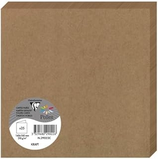Cartes Doubles Clairefontaine 29022C - 16x16cm 210g/m² Kraft - Invitation et Correspondance