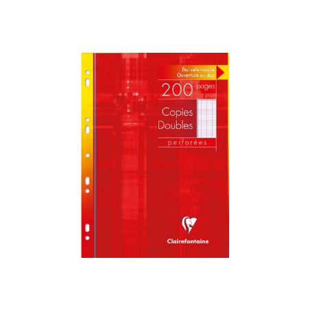 Copies doubles Clairefontaine A4 Séyès grands carreaux - 200 pages pour école et bureau