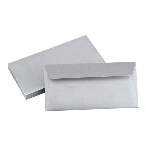 Enveloppes Clairefontaine Pollen 110x220 mm - Argent - Lot de 20 pour correspondance