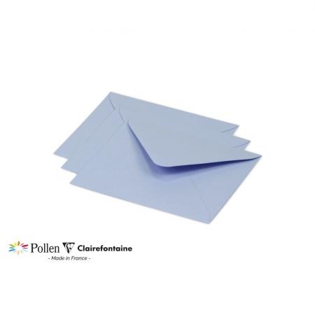 Enveloppes Pollen - 20 unités - 125 x 138 mm - côté ouvert Bleu lavande pour correspondance