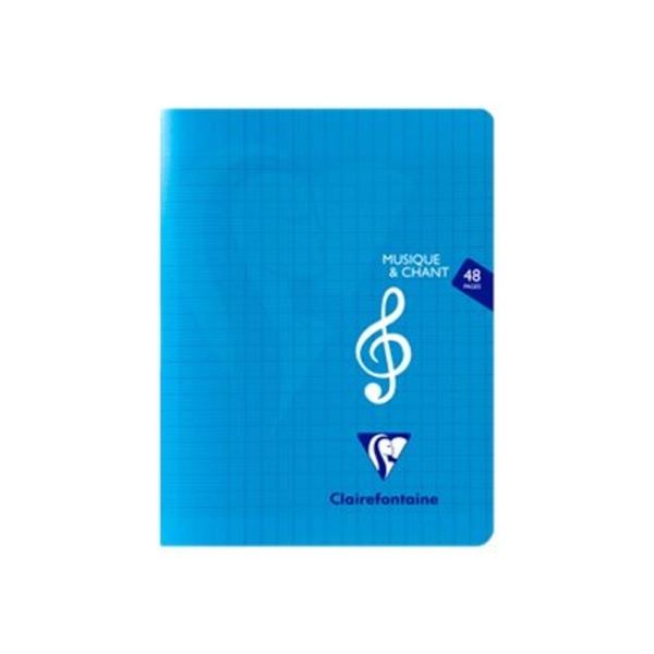 Cahier Clairefontaine Musique Chant - 17x22 cm 48 pages Polypro Grands carreaux Portées pour école