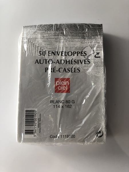 Paquet de 50 Enveloppes Blanches C6 114x162 90g/m² Précassés Bande de Protection