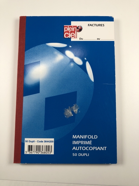 PLEIN CIEL Carnet Texté Facture - Format 14,8x21cm - 50 Feuilles Autocopiantes Dupli