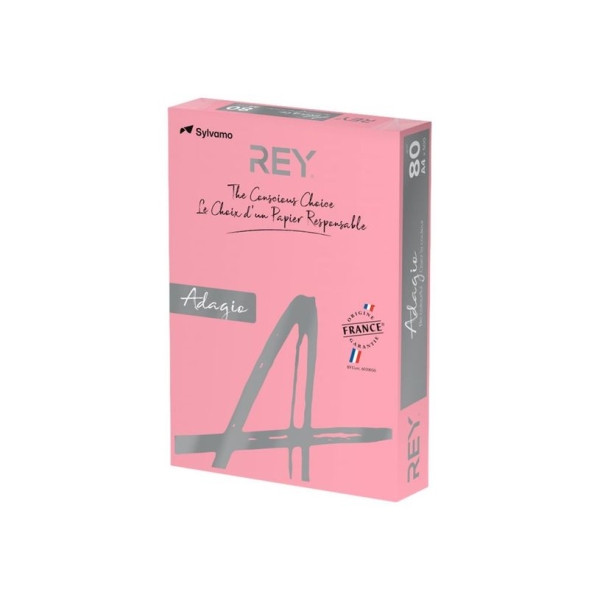 Papier couleur Rey Adagio A4 - 80 g/m² - Ramette 500 feuilles framboise pour imprimante et photocopieuse