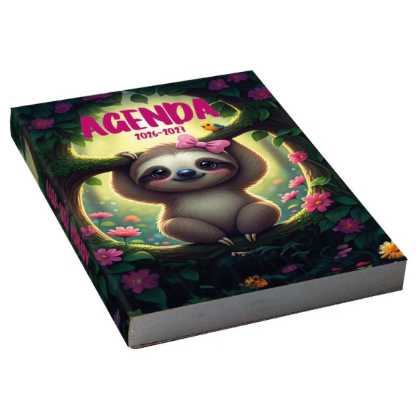Agenda scolaire Viquel 12 x 17 cm - couverture souple - motif paresseux - journalier pour organisation rentrée