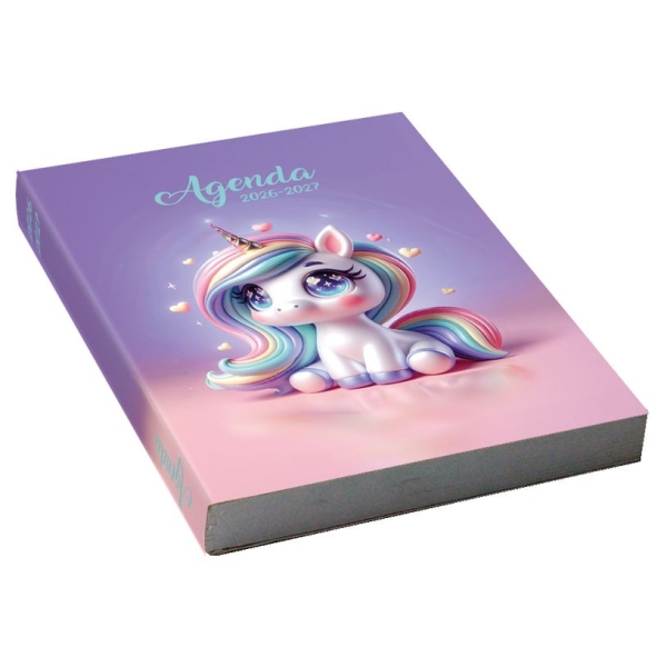 Agenda scolaire journalier couverture souple motif licorne 12 x 17 cm pour organisation rentrée et vacances