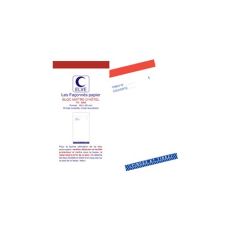 Elve, Bloc maître d'hôtel, 85x165mm, 50 feuillets dupli, 2202