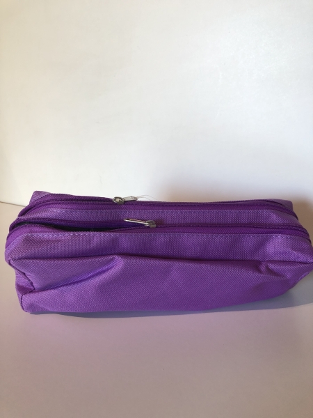 Trousse violette rectangulaire - 2 compartiments 24x12 cm pour fournitures scolaires et bureau