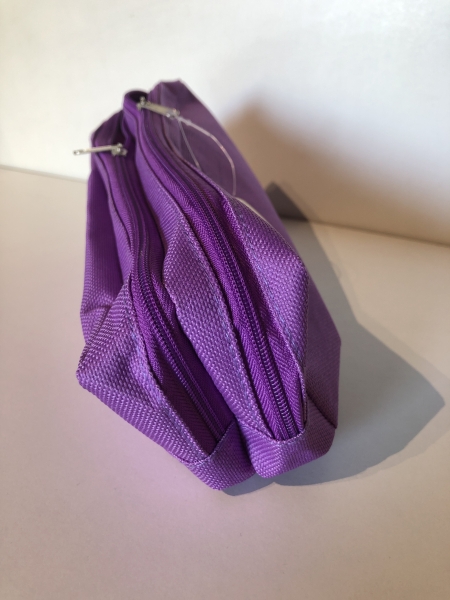 Trousse violette rectangulaire - 2 compartiments 24x12 cm pour fournitures scolaires et bureau