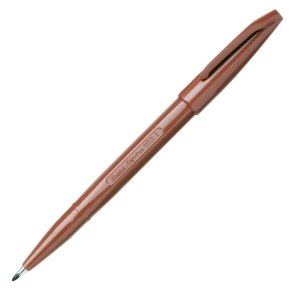 Stylo feutre PentelArts Sign Pen S520 - pointe fine marron pour écriture et dessin artistique