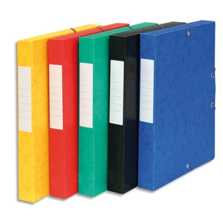 Boîte de classement à élastique PERGAMY - Carte lustrée 600g, Dos 40mm, Coloris assortis pour organisation bureau
