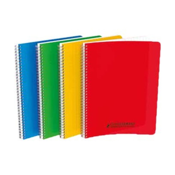 Cahier spirale 17x22cm 100 pages petits carreaux 5x5 90g - Couverture polypro assortie