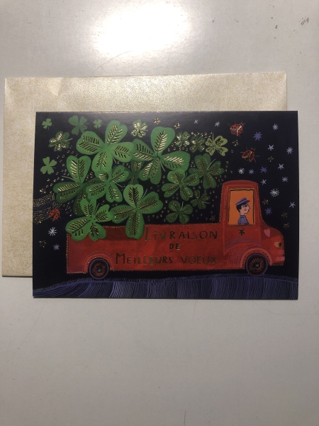 Carte postale CARTES D'ART "Meilleurs voeux" - Format standard - Pour vœux et correspondance avec son enveloppe nacré