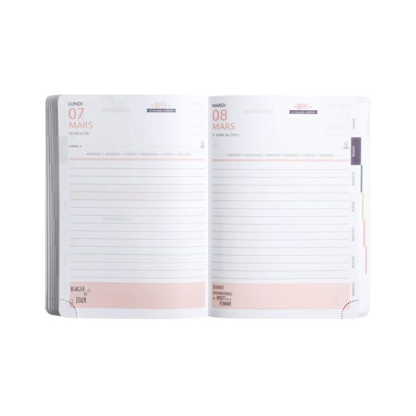 Agenda Exacompta Soft Harmony - 1 jour par page - 12 x 17 cm - Rose - Organisation scolaire et professionnelle