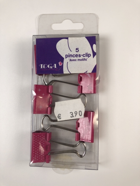 Pinces-clip avec motifs rose - Lot de 5 pinces pour organisation et décoration