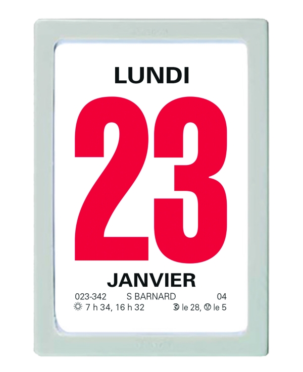 Bloc éphéméride classique Oberthur 2026 - 6 x 9 cm - Gris - Pour organisation quotidienne