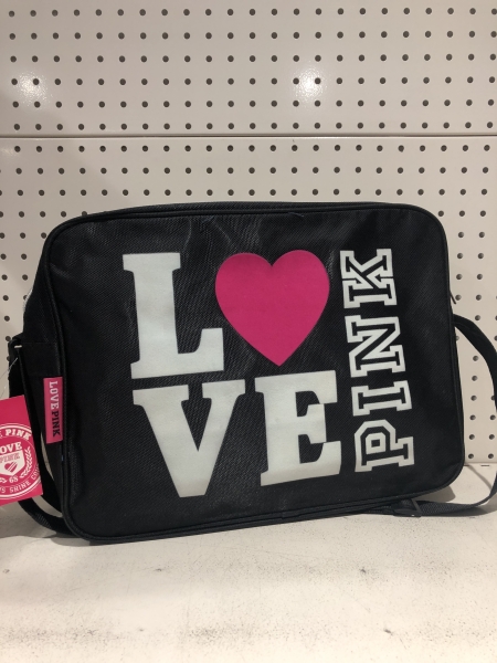 Sac bandoulière LOVE PINK - Noir, compact et pratique pour école et organisation quotidienne