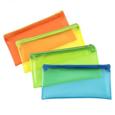 Trousse Rectangulaire Wonday Translucide Fluo - Pochette de Rangement pour École et Bureau