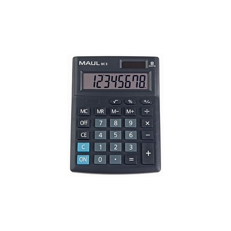 Calculatrice de Bureau MAUL MC-8 - 8 Chiffres Noir Solaire - Pour Calculs Quotidiens