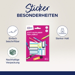 Étiquette pour stylo Avery 10 x 50 mm en papier avec cadre rose pour organisation bureau et école