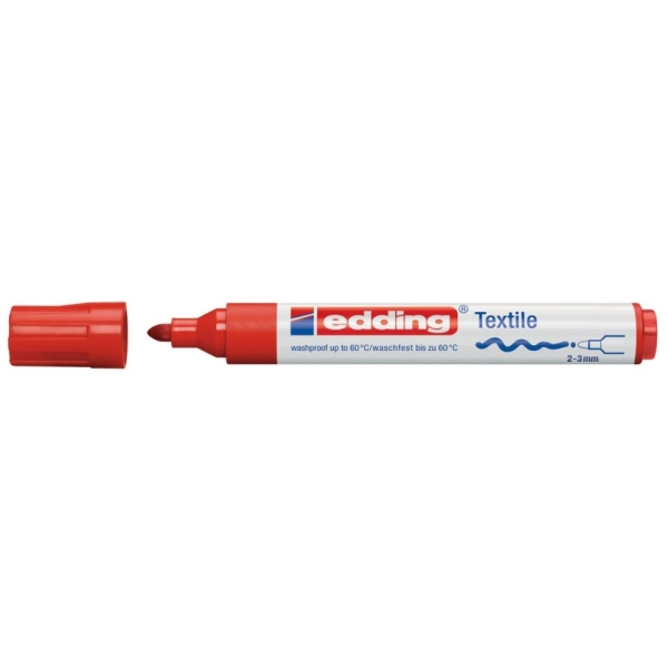 edding 4500 Marqueur pour textiles - rouge - 1 stylo - pointe ronde de 2-3 mm - feutre textile lavable en machine (60 °C) pour décorer le tissu - marqueur textile