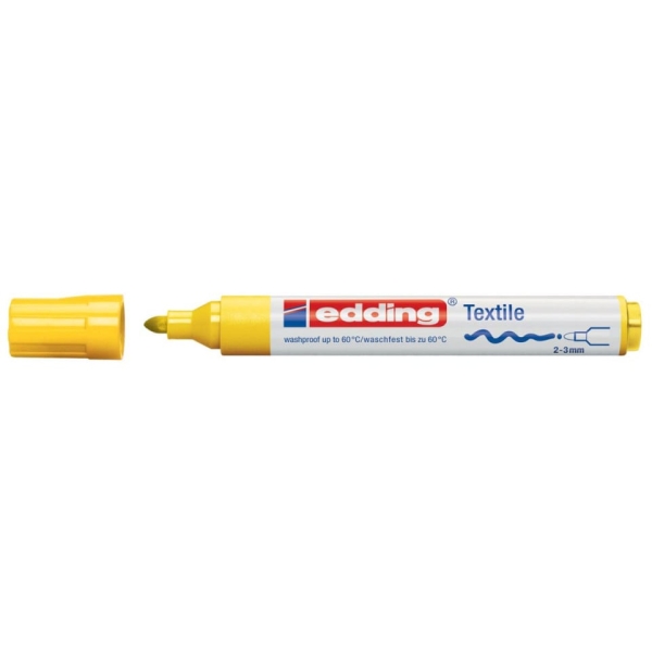 Marqueur textile edding 4500 - Jaune 2-3 mm Pointe Ronde Lavable Machine 60°C pour Décoration Tissu