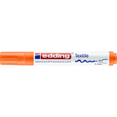 Marqueur textile Edding 4500 - Orange - Pointe ronde 2-3 mm - Lavable en machine 60°C - Pour décorer tissu