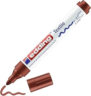 Marqueur textile edding 4500 - marron, pointe ronde 2-3 mm, lavable machine 60°C, pour décorer tissu