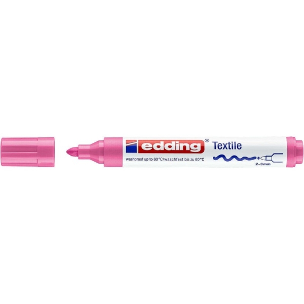 Marqueur textile edding 4500 - Rose - Pointe ronde 2-3 mm - Lavable 60°C - Pour décorer tissu