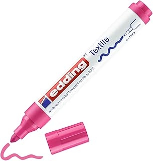 Marqueur textile Edding 4500 - Rose fluorescent, pointe ronde 2-3 mm, lavable à 60°C, pour décorer tissu