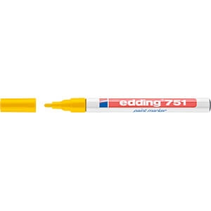 Marqueur Peinture edding 751 - Jaune - Pointe Ronde 1-2 mm - Pour Métal, Verre, Plastique, Résistant Chaleur