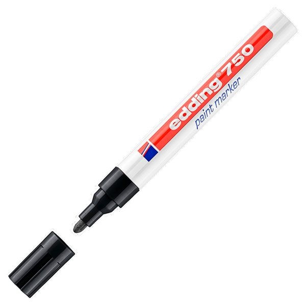 Marqueur Peinture Edding 750 Noir - Pointe Ogive 2-4mm Encre Permanente pour Art et Bricolage