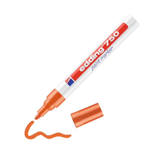 Marqueur Peinture Edding 750 - Orange Indélébile Résistant à la Chaleur pour Métal Verre Plastique