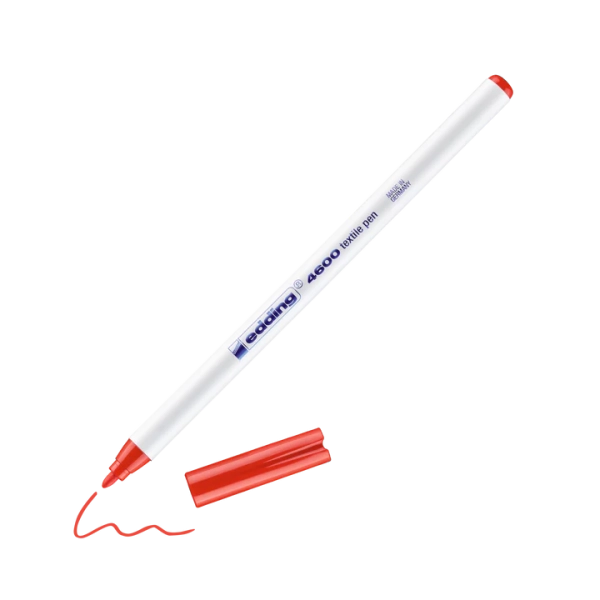 Marqueur textile Edding 4600 - Rouge  002, encre à base d'eau, pour tissus légers