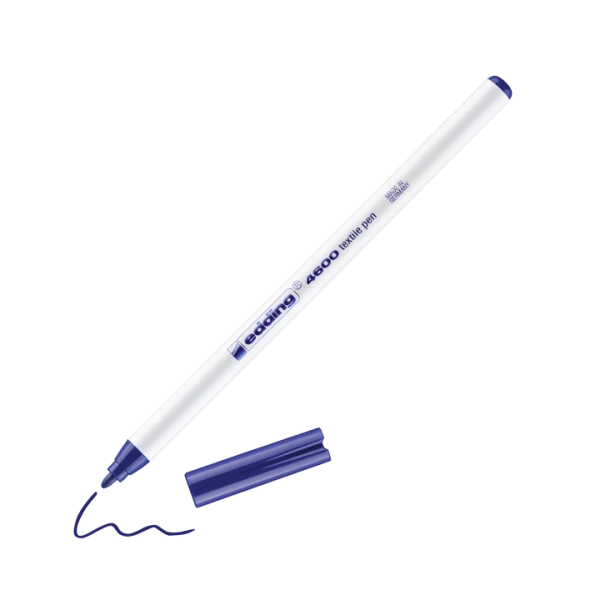 Marqueur textile Edding 4600 - Bleu nuit 003, encre à base d'eau, largeur de trait 1 mm pour tissus légers