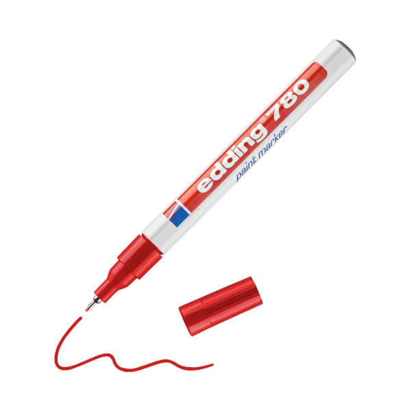 Marqueur peinture edding 780 - Rouge - Pointe ronde 0,8 mm - Pour métal, verre, plastique, résistant à la chaleur